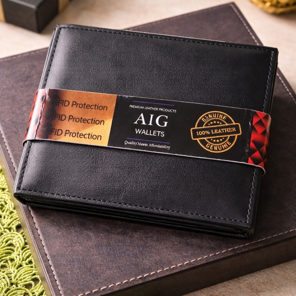 AIG Genuine Leather  Wallet – Black | New